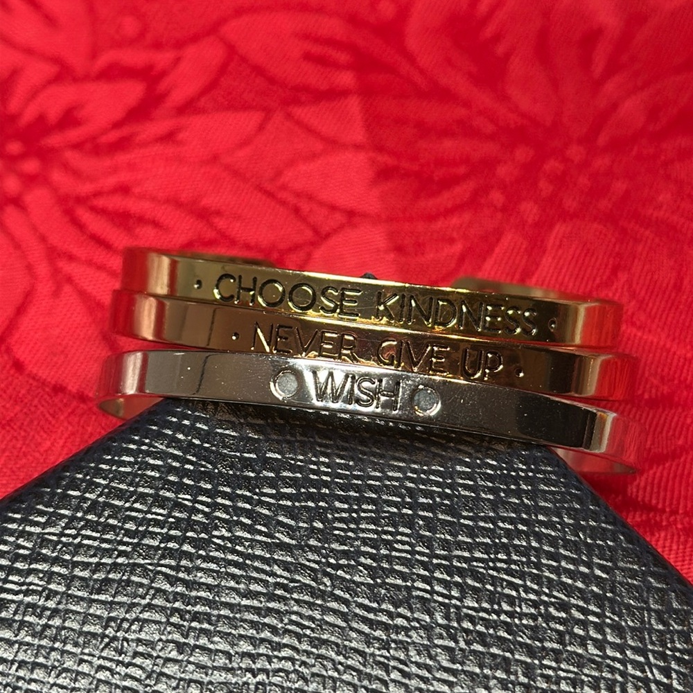 NEW Bangles Set - Never Give Up.Choose Kindness.Wish (Gold/Rose/Silver)